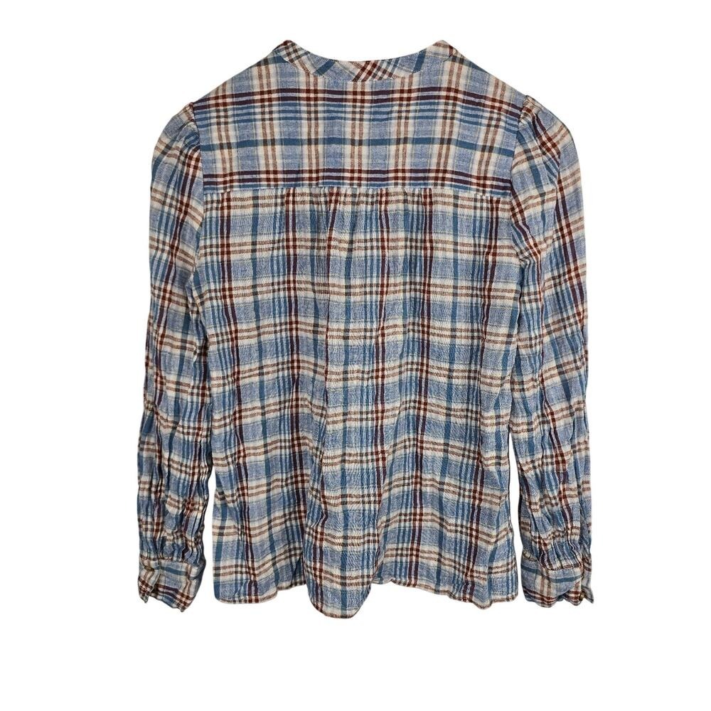 Madewell Leyfields Womens XS Popover Plaid Blouse Casual Preppy Blue - Picture 3 of 5